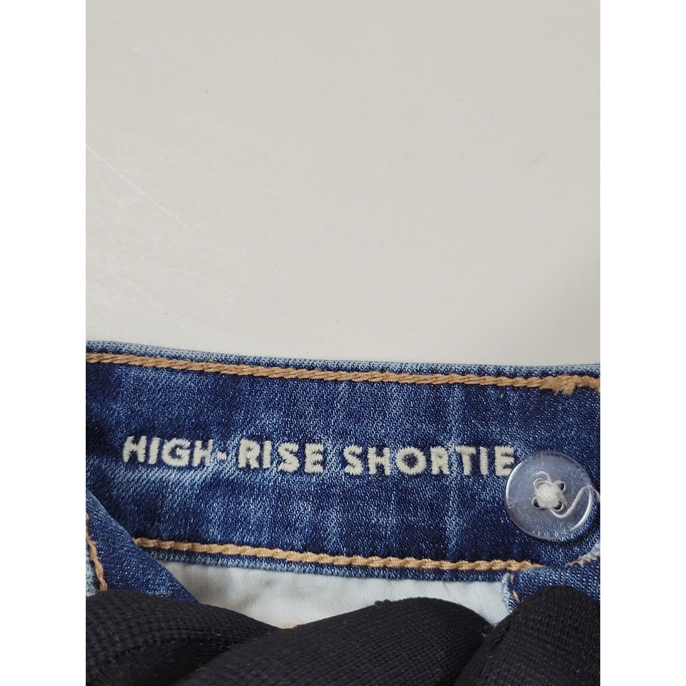 American Eagle High-Rise Shortie Women 2 Blue Excellent Denim Stretch Shorts - Picture 7 of 9